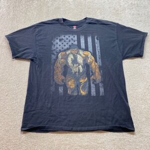 Hanes Mens Black Graphic T Shirt The Hulk American Flag Print Size‎ 2XL